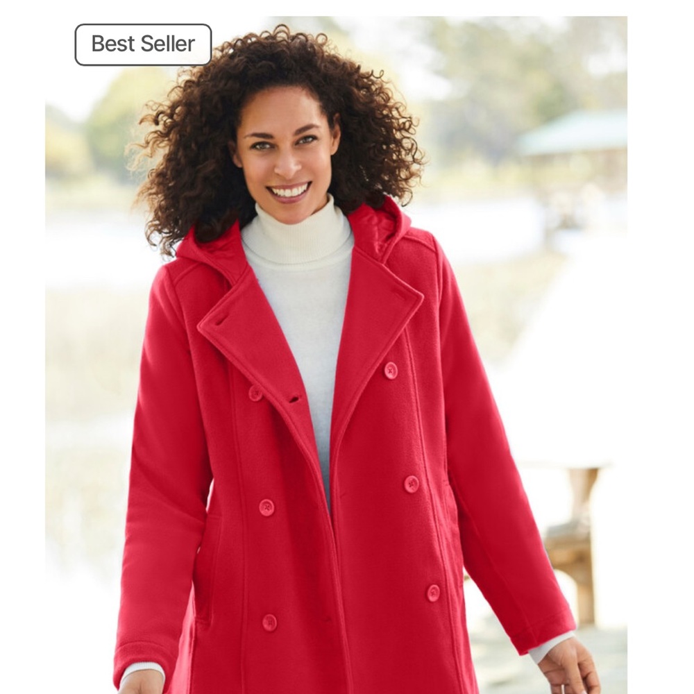 Women Within Double Breasted Hooded Pea Coat - Picture 2 of 4